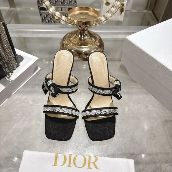 Christian Dior Bow Embellished High Heel Open Toe Sandals