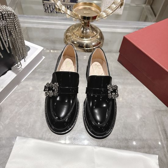 Roger Viver Side Buckle Block Heel Comfortable Loafer Shoes