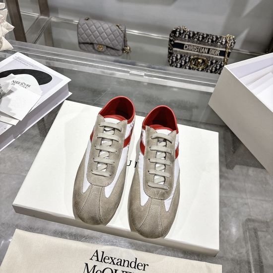 McQueen Vintage Casual Leather Sneakers with Soft Padding
