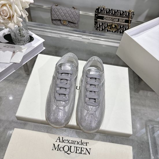 McQueen Vintage Casual Leather Sneakers with Soft Padding