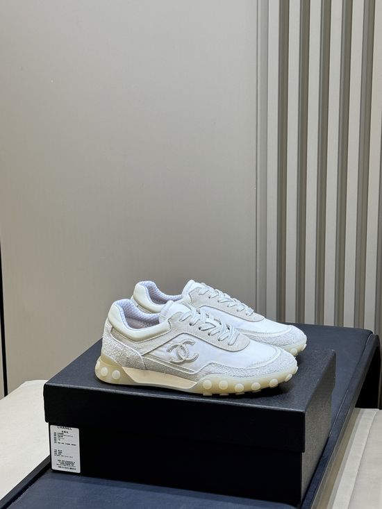 Chanel Suede Fabric Patchwork Non Slip Casual Sneakers