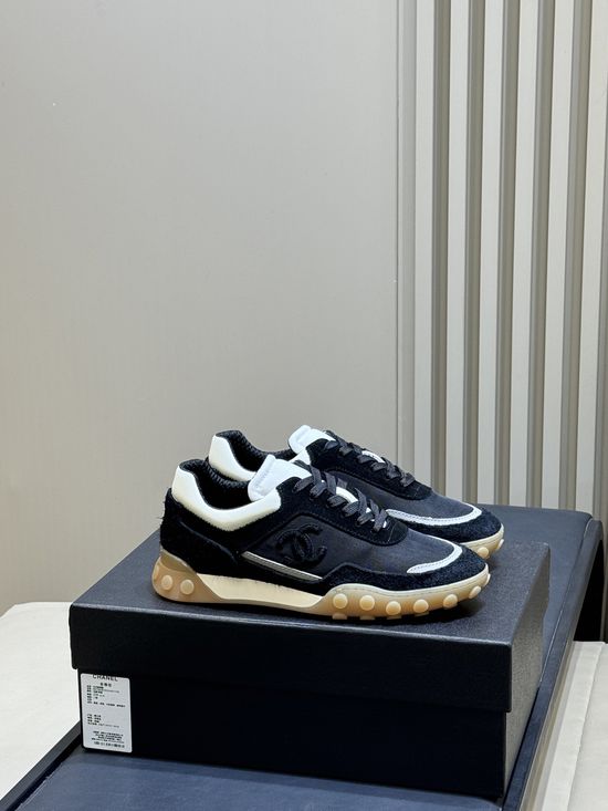Chanel Suede Fabric Patchwork Non Slip Casual Sneakers