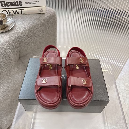 Chanel Quilted Fabric Hook-and-loop Sandals with Premium Quality