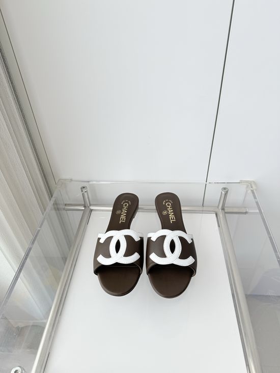 Chanel Premium Sheepskin Leather Low Heel Sandals