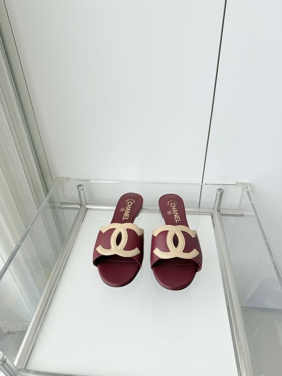 Chanel Premium Sheepskin Low Heel Sandals Italian Leather Sole