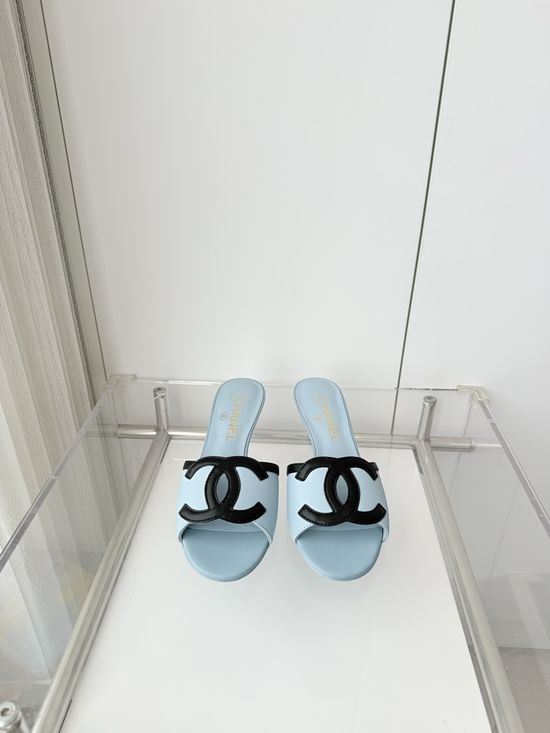 Chanel Premium Sheepskin Leather Block Heel Sandals