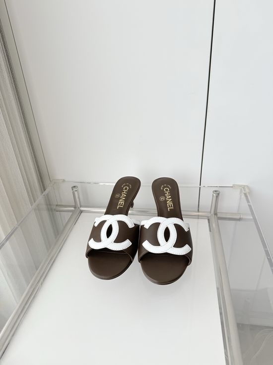 Chanel Premium Sheepskin Leather Block Heel Sandals