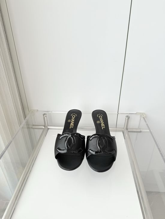 Chanel Premium Sheepskin Leather Block Heel Sandals