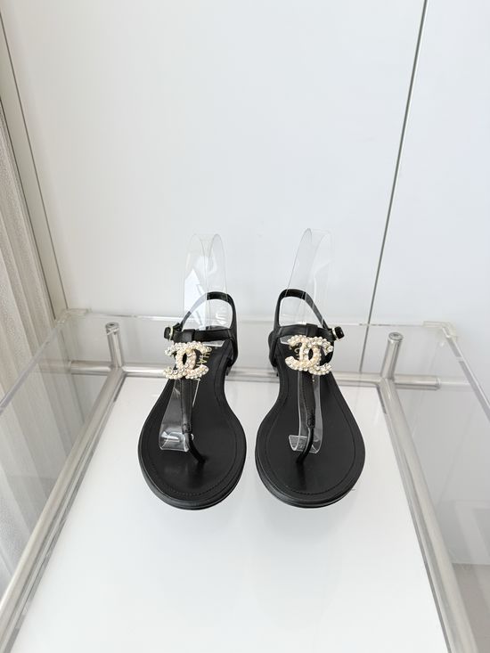 Chanel Premium Sheepskin Low Heel Sandals Italian Leather Sole