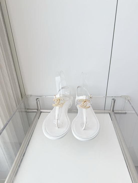 Chanel Premium Sheepskin Low Heel Sandals Italian Leather Sole