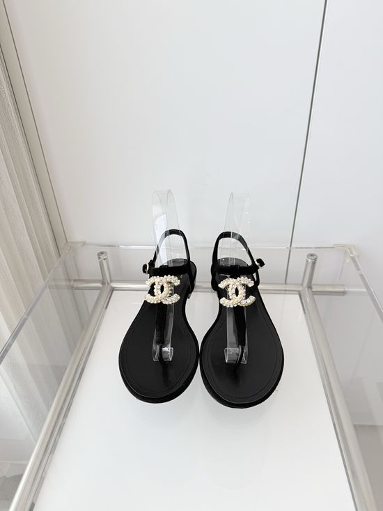 Chanel Premium Suede Low Heel Sandals Italian Leather Sole
