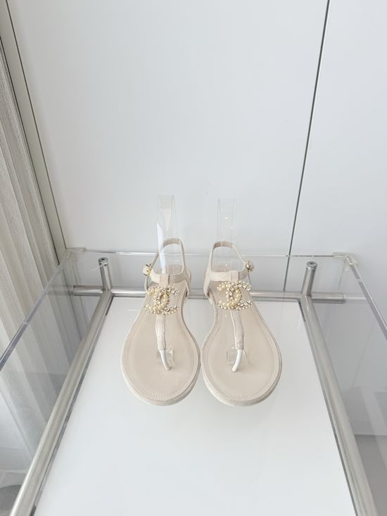 Chanel Premium Suede Low Heel Sandals Italian Leather Sole
