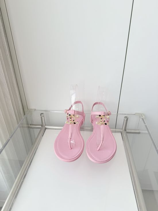 Chanel Premium Sheepskin Low Heel Sandals Italian Leather Sole
