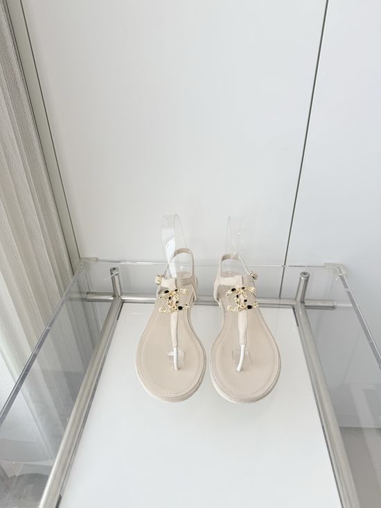 Chanel Premium Sheepskin Low Heel Sandals Italian Leather Sole