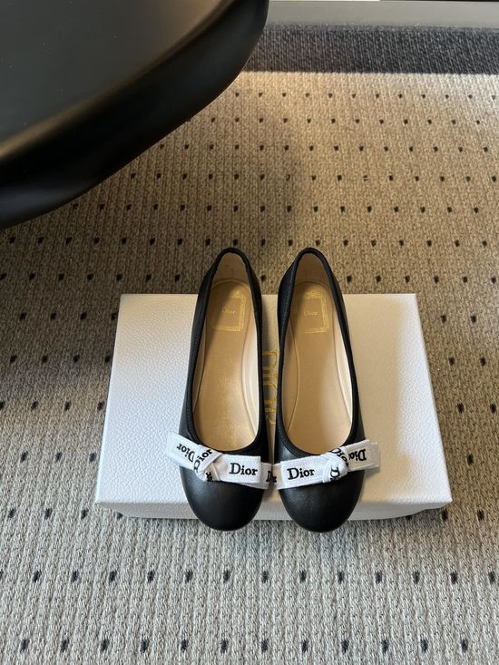 Christian Dior Bow Decor Ballet Flats Soft Comfortable Casual Shoes