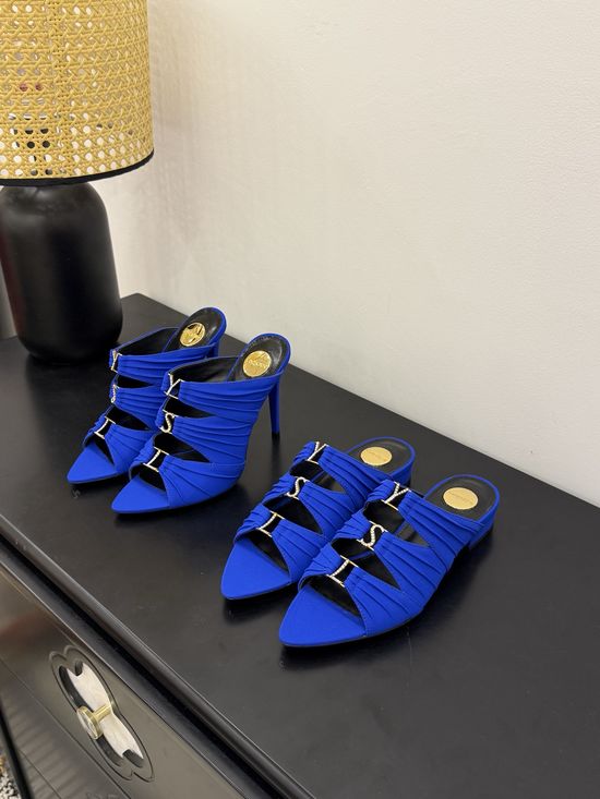 Yves Saint Laurent Elegant Silk Upper Heeled Sandals With Logo Heel