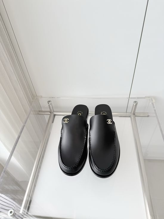 Chanel Premium Cowhide Mules Slippers Italian Leather Sole