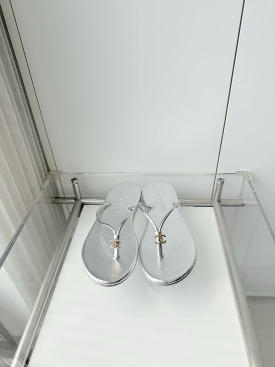 Chanel Premium Sheepskin Leather Low Heel Sandals