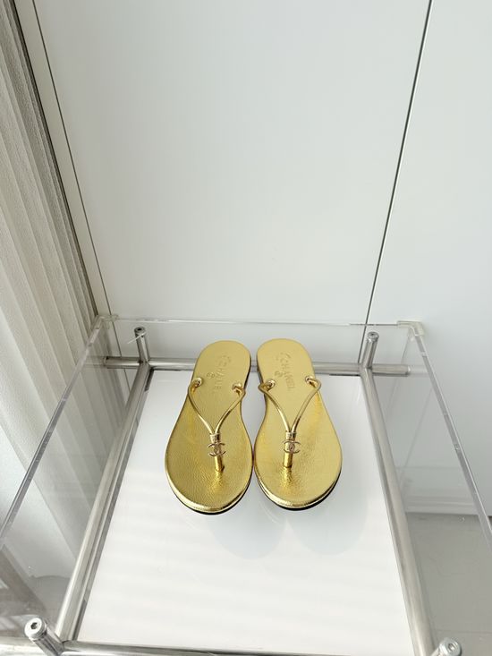 Chanel Premium Sheepskin Leather Low Heel Sandals