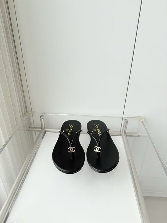 Chanel Premium Sheepskin Leather Low Heel Sandals