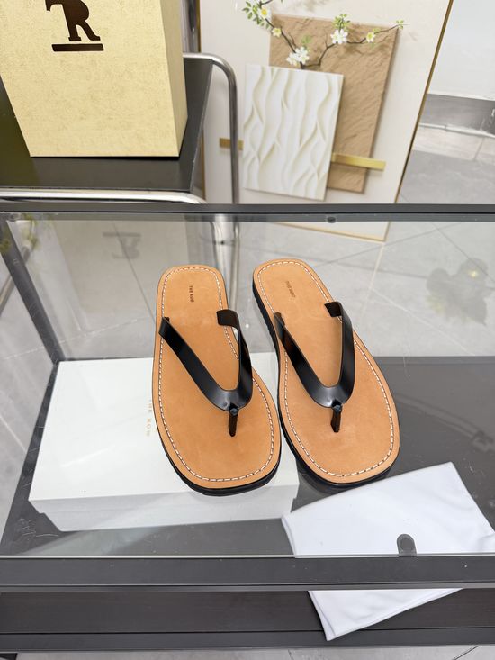 The Row Minimalist Genuine Leather Flip Flops