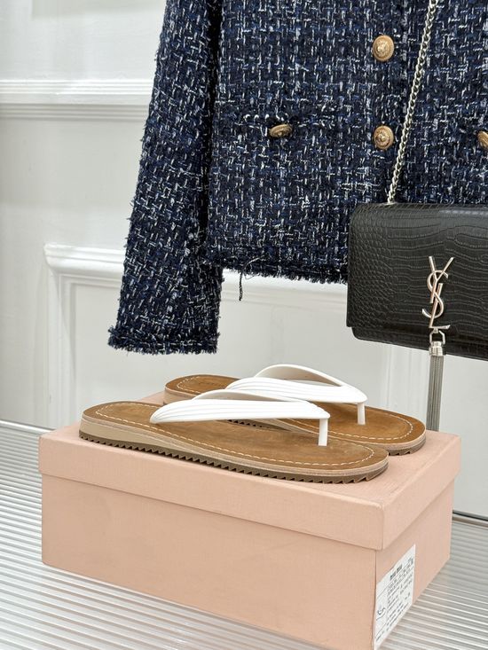 Miu Miu Minimalist Thong Sandals with Subtle Logo Detail