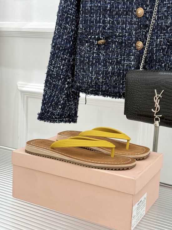 Miu Miu Minimalist Thong Sandals with Subtle Logo Detail