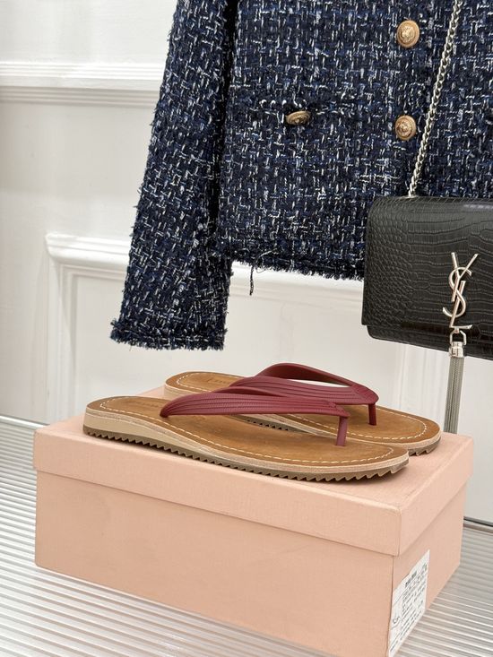 Miu Miu Minimalist Thong Sandals with Subtle Logo Detail