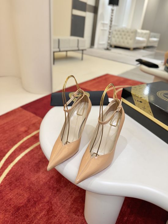 Christian Louboutine Patent Leather Pointed Toe Ankle Strap High Heel Shoes