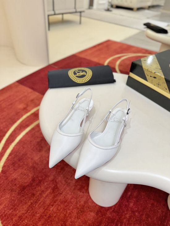 Christian Louboutine Pointed Toe Kitten Heel Elegant Sandals