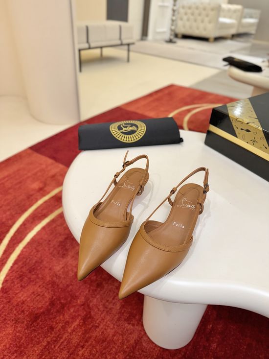Christian Louboutine Pointed Toe Kitten Heel Elegant Sandals