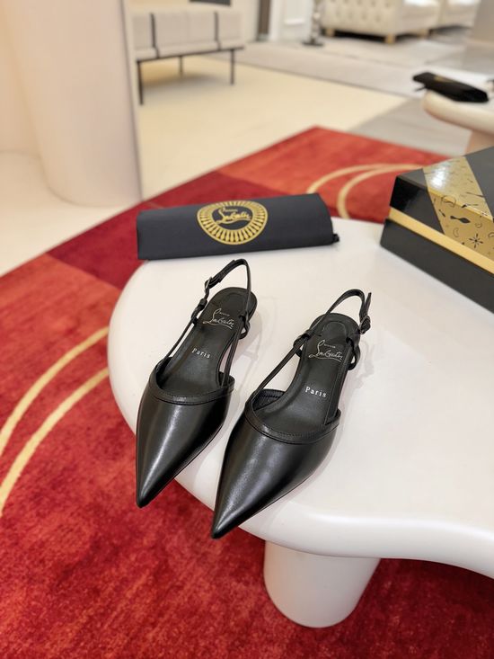 Christian Louboutine Pointed Toe Kitten Heel Elegant Sandals