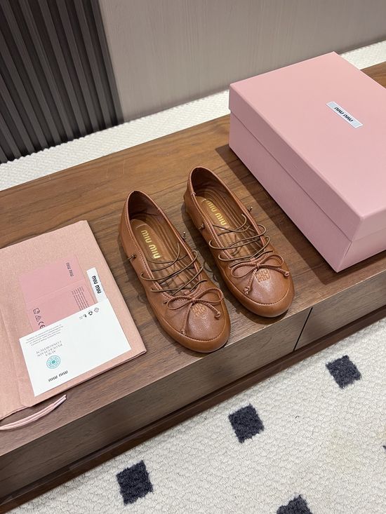 Miu Miu Soft Comfortable Bow Decor Ballet Flat Shoes