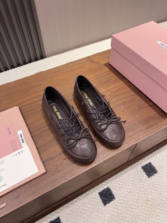 Miu Miu Soft Comfortable Bow Decor Ballet Flat Shoes