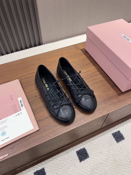 Miu Miu Soft Comfortable Bow Decor Ballet Flat Shoes