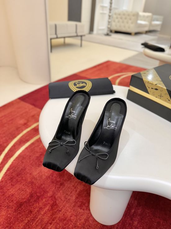 Christian Louboutine Satin Lace-Up Square Toe High Heel Pumps