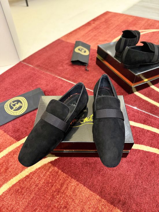 Christian Louboutine Patent Leather Strap Low Heel Comfort Loafers