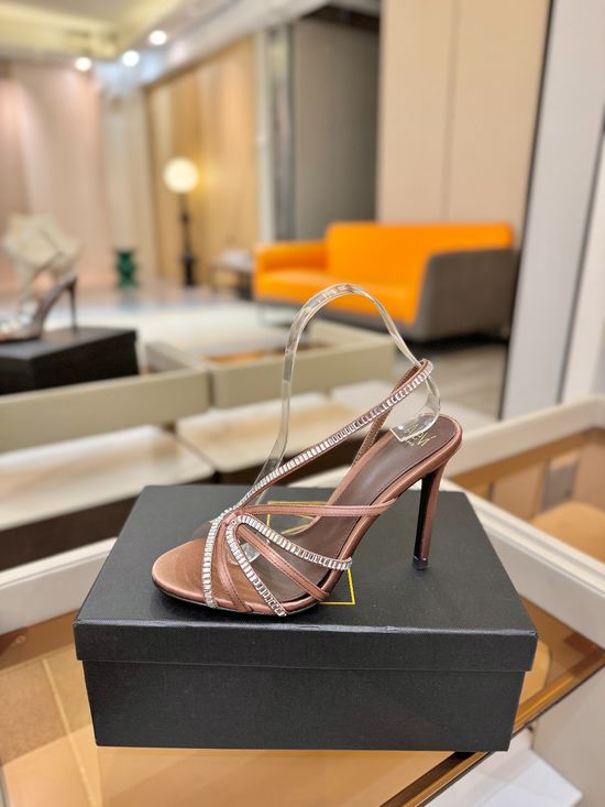 Alevi Milano Rhinestone Embellished High Heel Sandals Silk Upper