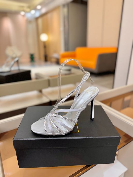 Alevi Milano Rhinestone Embellished High Heel Sandals Silk Upper